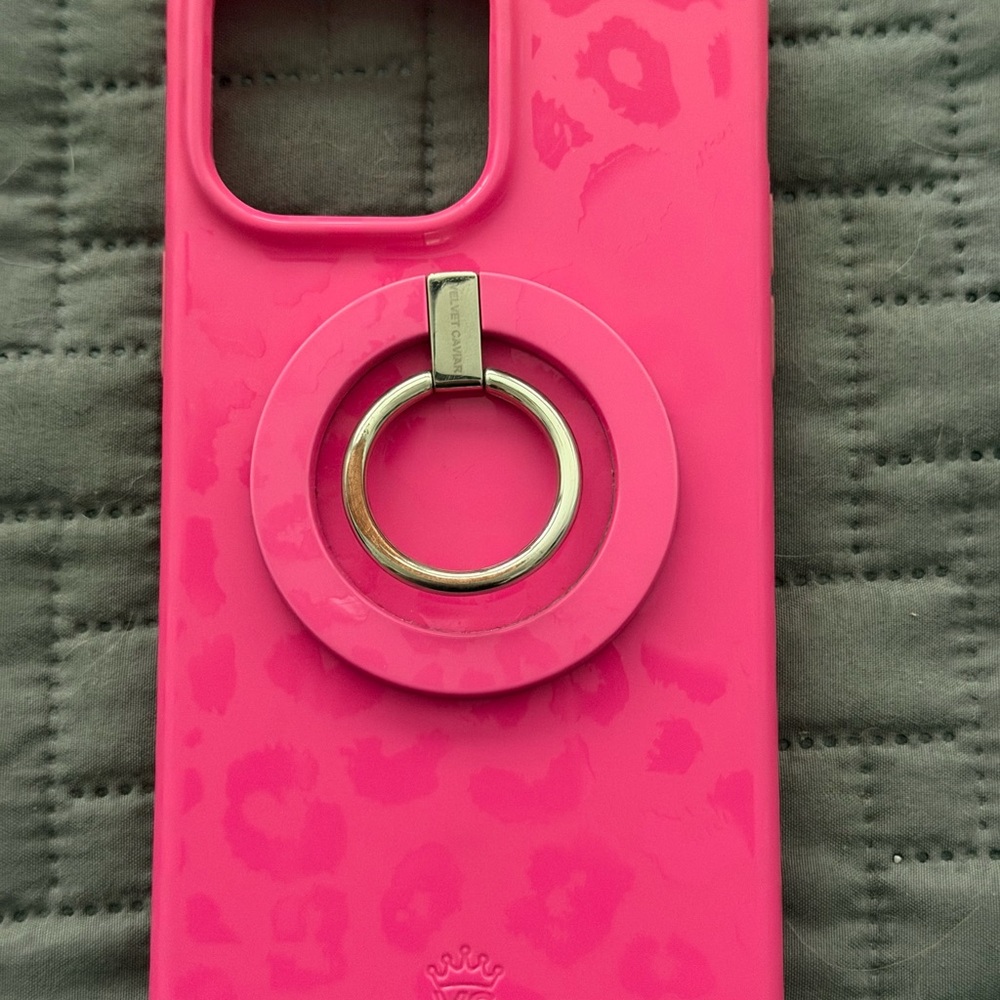 Velvet Caviar Hot Pink Leopard Phone Case with Ring Holder